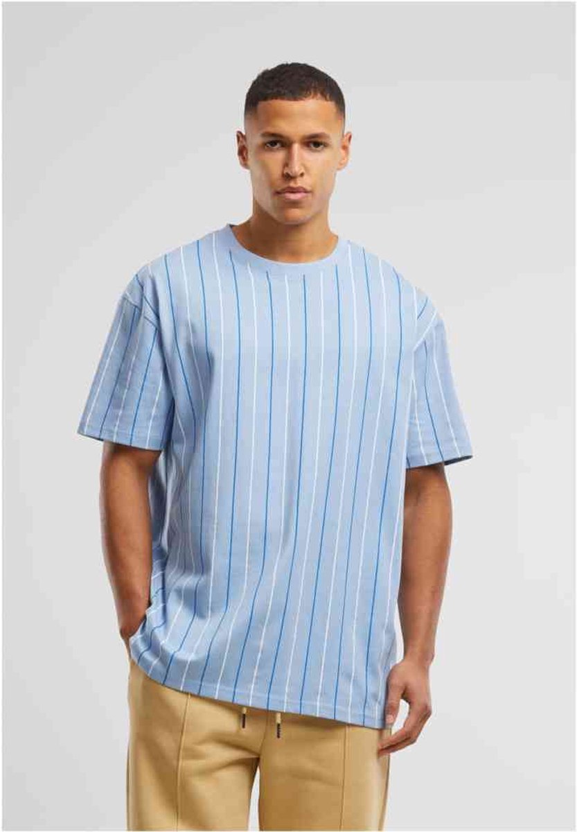 Urban Classics Printed Pinstripe Heren Tshirt XXL Blauw