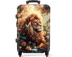 NoBoringSuitcases.com NoBoringSuitcases.com® - Kinderkoffer meisje - Kindertrolley meisjes - Leeuw met vlinders in bloemrijke jungle - Koffer kind groot - 20 kg bagage