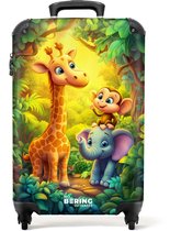 Bol.com NoBoringSuitcases.com® - Kinderkoffer - Kindertrolley jongen en meisje - Giraf olifant en aapje in het bos - Handbagage ... aanbieding