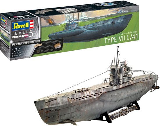 Revell Modelbouwpakket Militaire voertuigen - 05163 German Submarine Type VII C/41 Plastic - 1:72 -