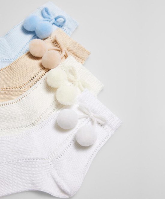 iN ControL 2pack off white JACQUARD sokken met pompoms 15/17