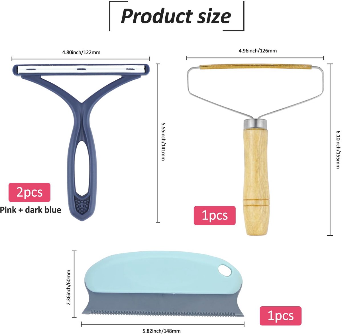 Ibenzoa® 5-delige Pluisverwijderaar Set voor Kleding en Huisdierhaar met Herbruikbare Pluisrollers