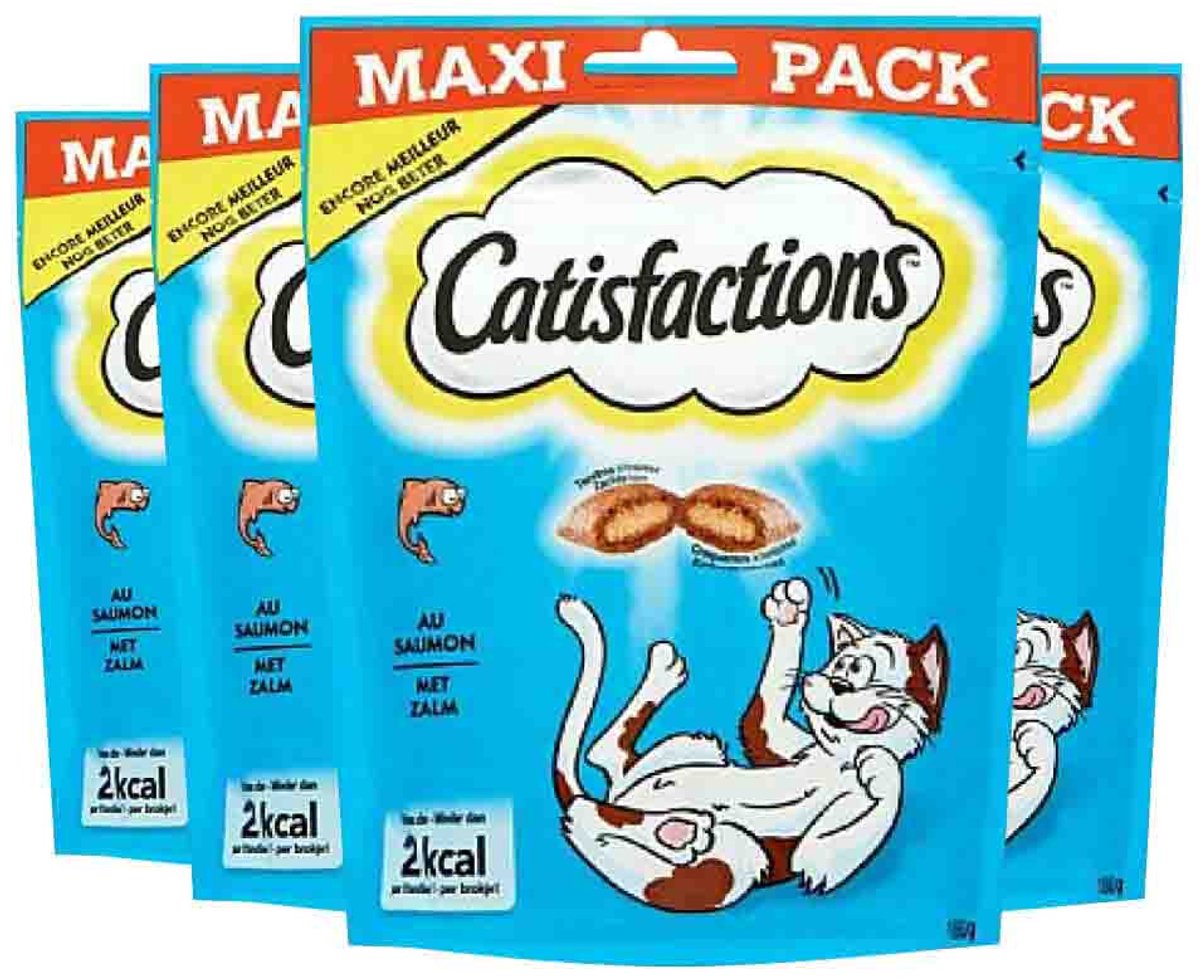4x Catisfactions Megabox Kattensnoepjes Kip&Kaas&Zalm 180 gr
