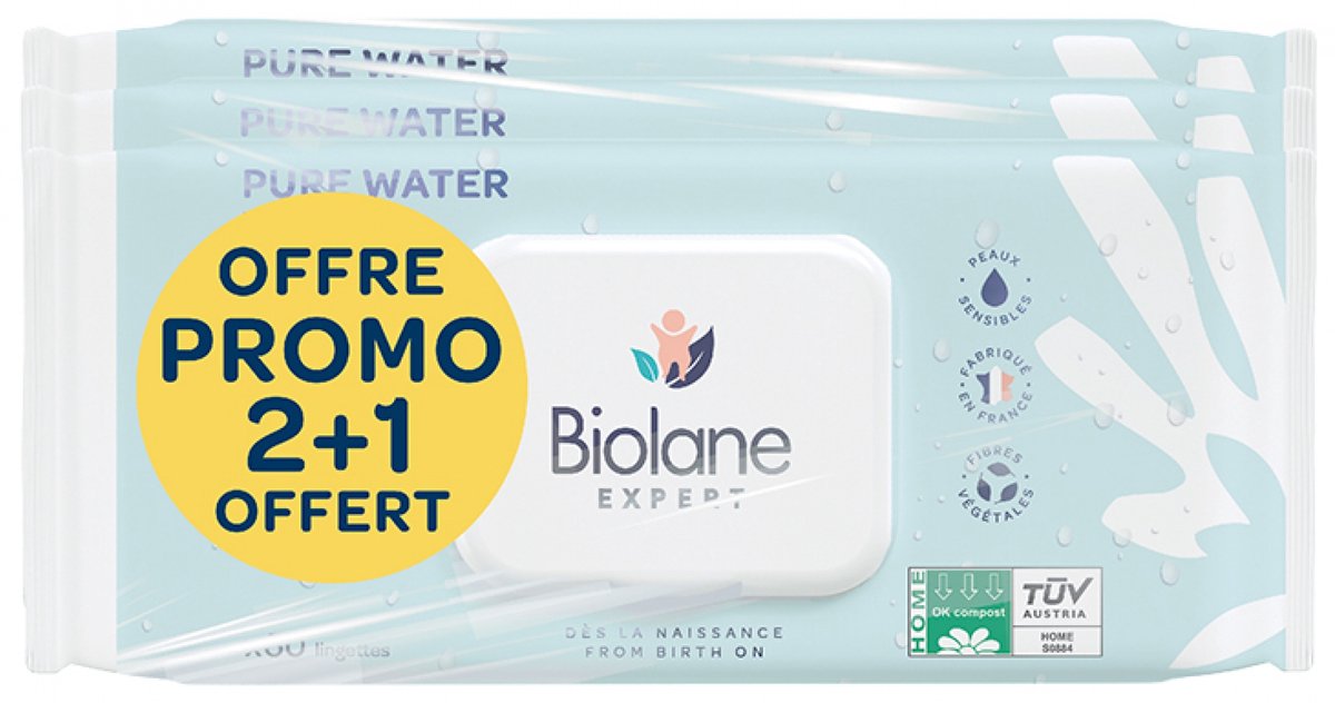Goedkoopste Biolane Expert Puur Water Doekjes Verpakking van 3 x 60 Doekjes