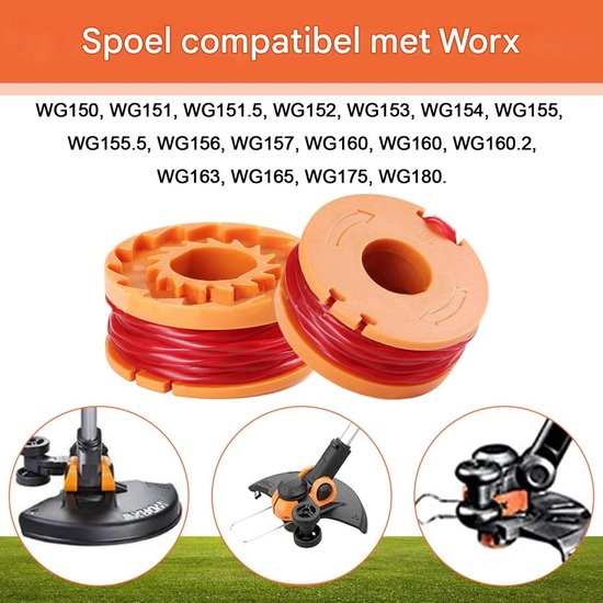 Duurzame vervangende spoelen - Maaidraad - Geschikt voor alle 20V WORX-maaiers - Verhoogt de snijsnelheid - 1,65 mm diameter, 3 m lengte - Set van 3 van Merkloos	 — afbeelding 5