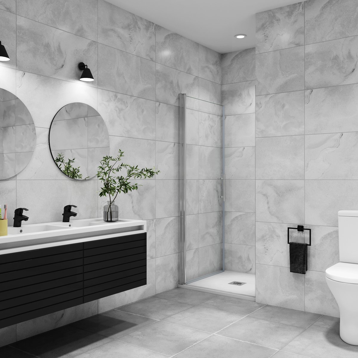 Douchedeur pendeldeur 90x197cm niche 6mm gehard glass easy clean glanzend chroom aluminium profiel