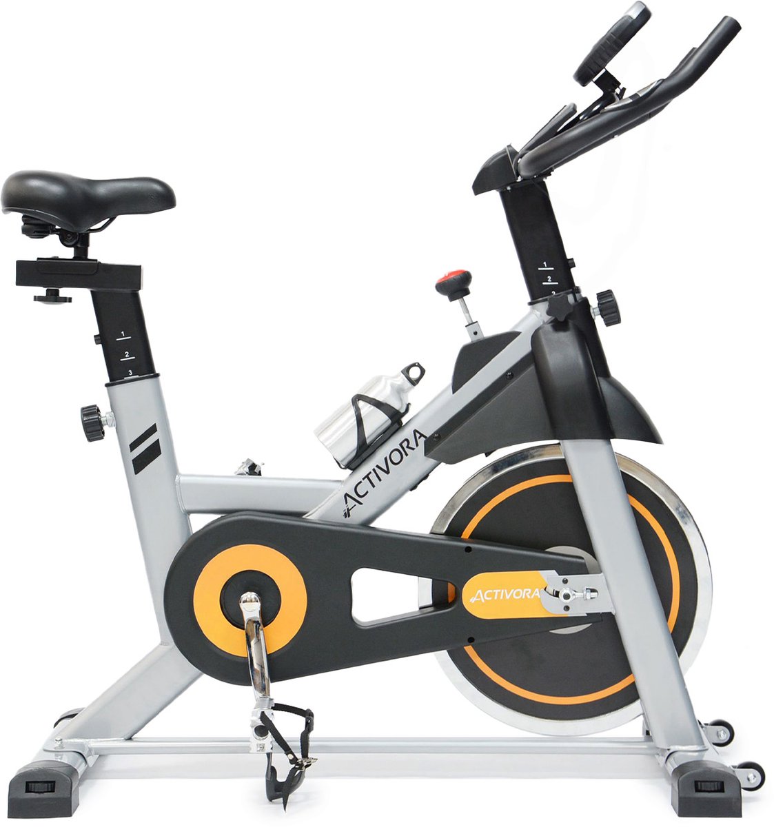 Afbeelding 2 van Activora Hometrainer - Inclusief app - 10 kg vliegwiel - Gratis bidon - Hartslagfunctie - 0-100% weerstandsniveaus - Display met info - Fitness fiets - Spinningfiets - Hometrainers