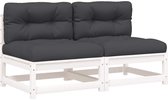vidaXL - Tuinbanken - 2 - st - zonder - armleuningen - met - kussens - grenenhout - wit