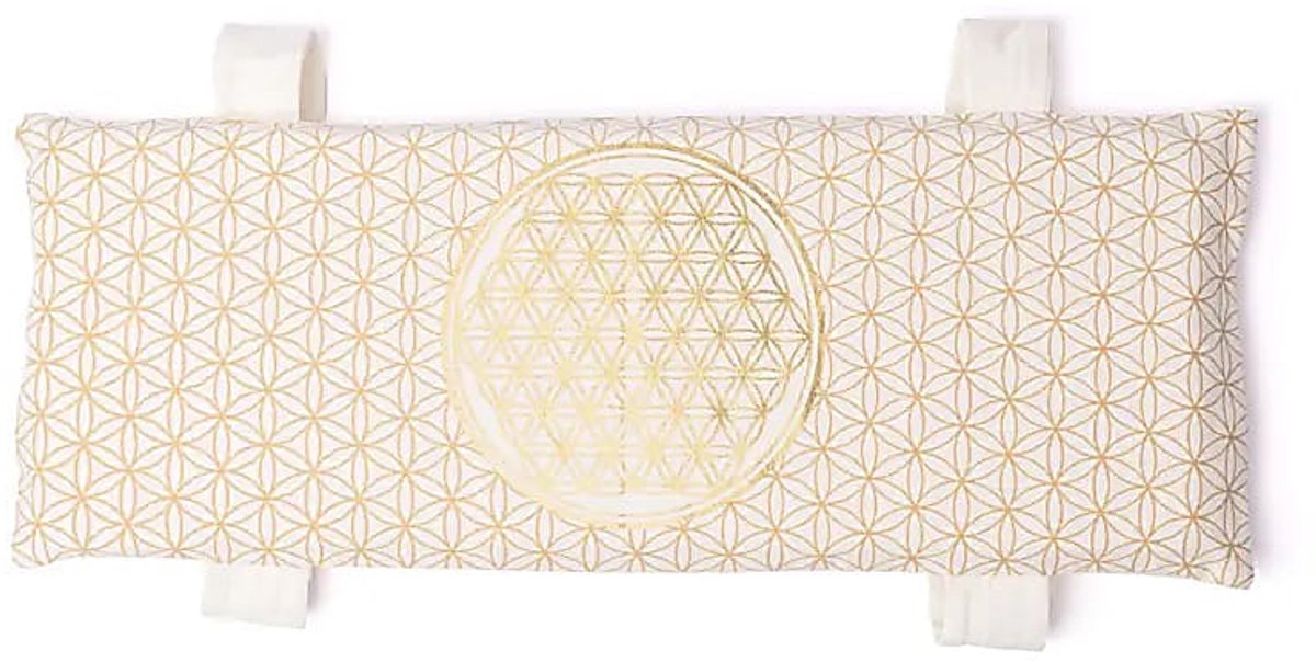 Meditatiebankkussen Witte Levensbloem Met Vulling - 46x16x3 Cm - 46x16x3 cm