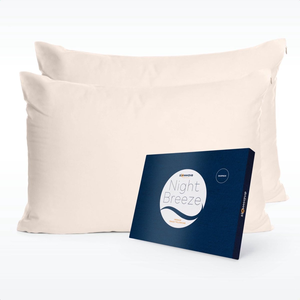 Slowwave NightBreeze kussensloop - Duopack (set van 2) - 100% TENCEL™ lyocell - Zacht en comfortabel - Beschermt de huid - Vochtregulerend - Hypoallergeen en antibacterieel - Kleur: Tres Naturale - Formaat: 60 x 70cm