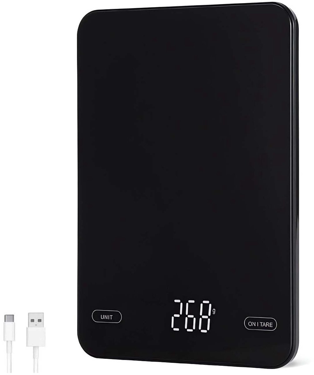 Digitale Keukenweegschaal met Gehard Glas - Nauwkeurig tot 10 kg - LED-Display - USB Oplaadbaar