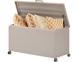 Hesperide HIXA Luxe Opbergbox - Tuinkussenbox - Soft Close - Waterdicht - 141,6x78x72cm - Met Deksel - 670L - Beige - Kussenbox - Tuin - met Wieltjes - SULO