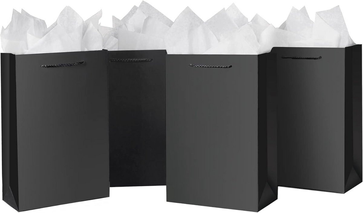 10 Luxe Zwarte Geschenkzakken met Tissuepapier - Perfect voor Bruidsjonkers en Mannen