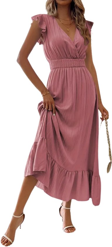 Robe d'été Nivard pour femme - Robes d'été - Adulte - Style Ibiza - Robe d'été - Rose - Taille XXL