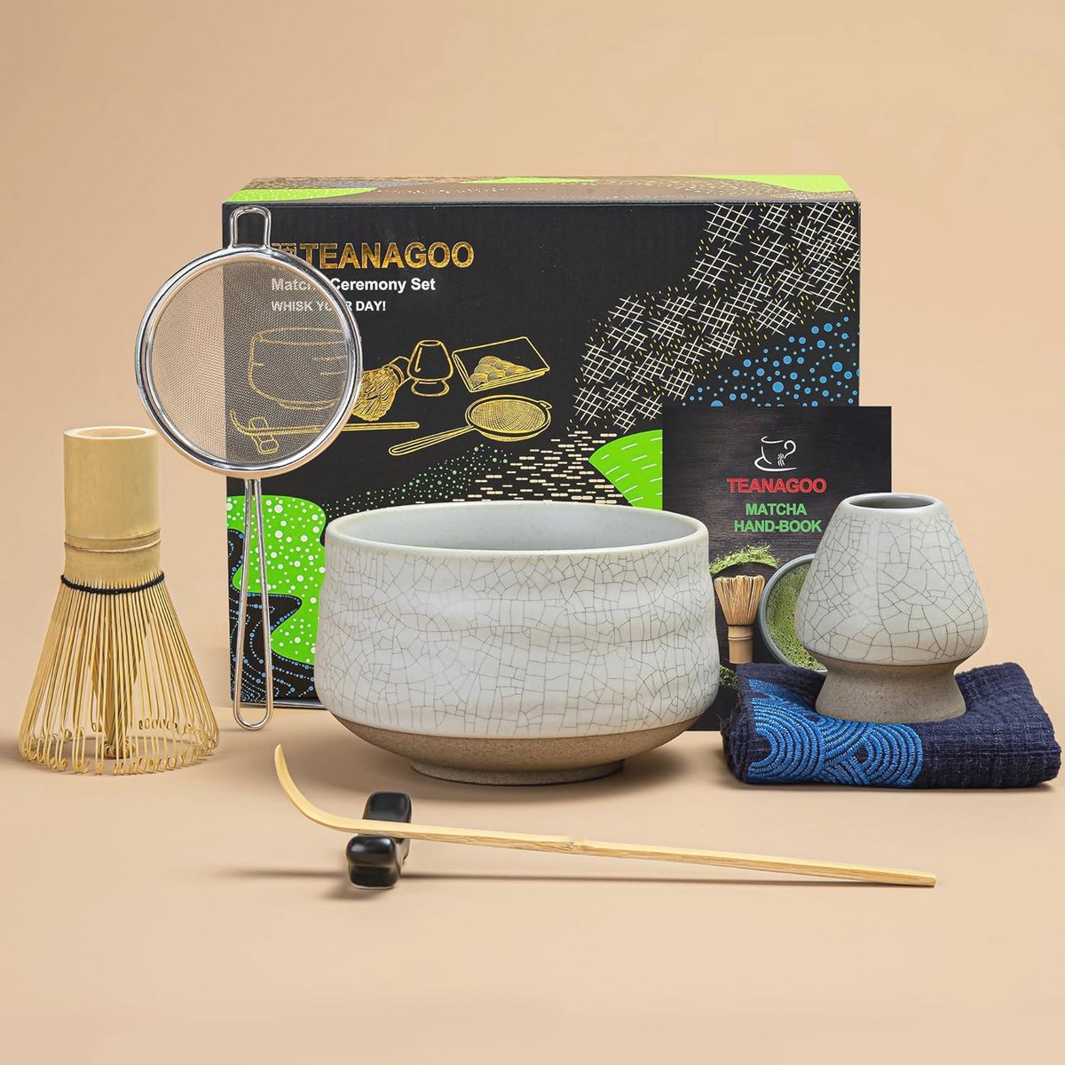 Macha Kit Osuter Ensemble Fouet Matcha De 5 Pièces Fouet Bambou Thé Matcha Fouet Matcha Bambou Porte-Fouet Traditionnelle Japonais Fouet Matcha Pour Préparer Une Tasse (vert Grisâtre Fouet A Matcha