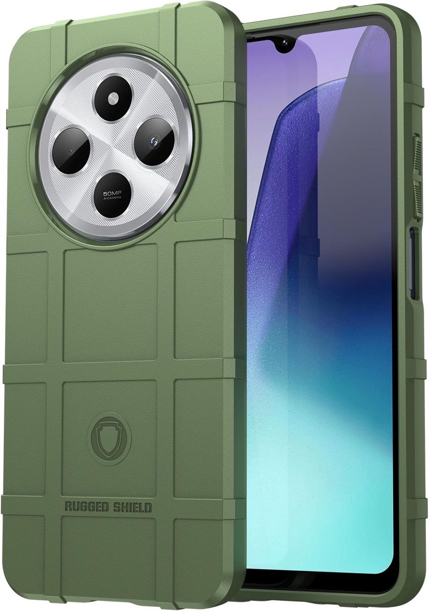 Mobigear Hoesje geschikt voor Xiaomi Redmi 14C Telefoonhoesje Flexibel TPU | Mobigear Rugged Shield Backcover Shockproof | Schokbestendig Redmi 14C Telefoonhoesje | Anti Shock Proof - Groen
