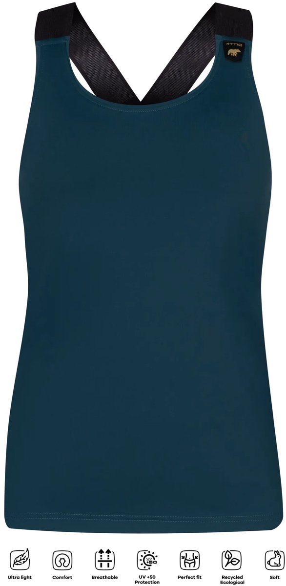 ATTIQ Verve Dames Sporttop – Losvallend en Ademend – Gerecycled Nylon – Navy - Maat S