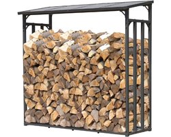 Metalen Brandhoutrek Antraciet XXL - 185 X 70 X 185 Cm - Tuin Brandhoutopslag - 2,3 M3 Opslagruimte - Stapelhulp Buiten - Duurzaam Metaal - Strak Design