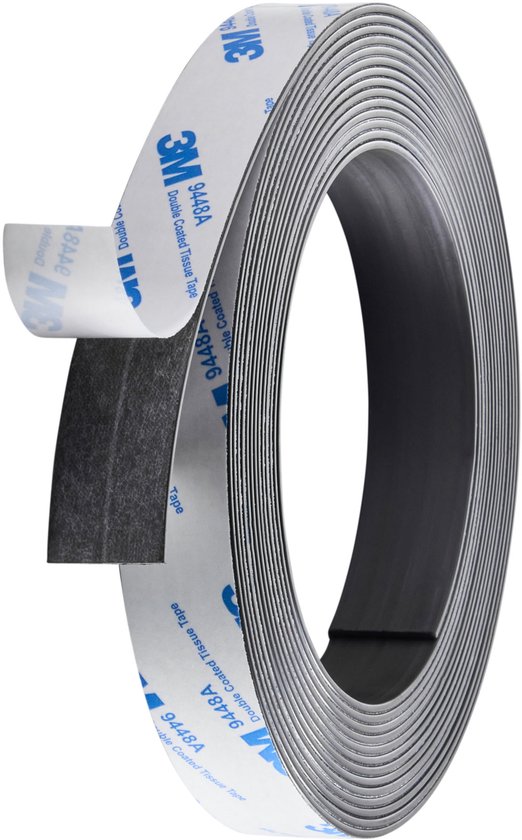 20 mm - Tape magnétique autocollant / Ruban magnétique Premium - Épaisseur 1 mm - Rouleau de 5 mètres