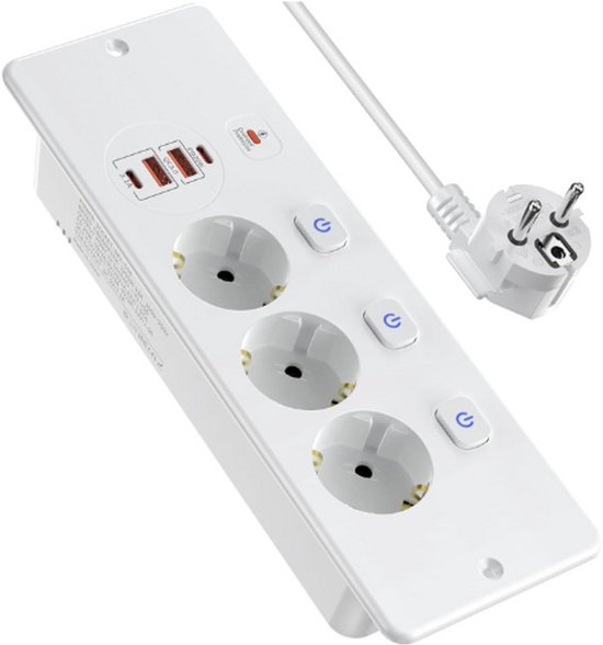 Inbouwstopcontact Met USB En Schakelaar - 3-Voudige ... - Bol