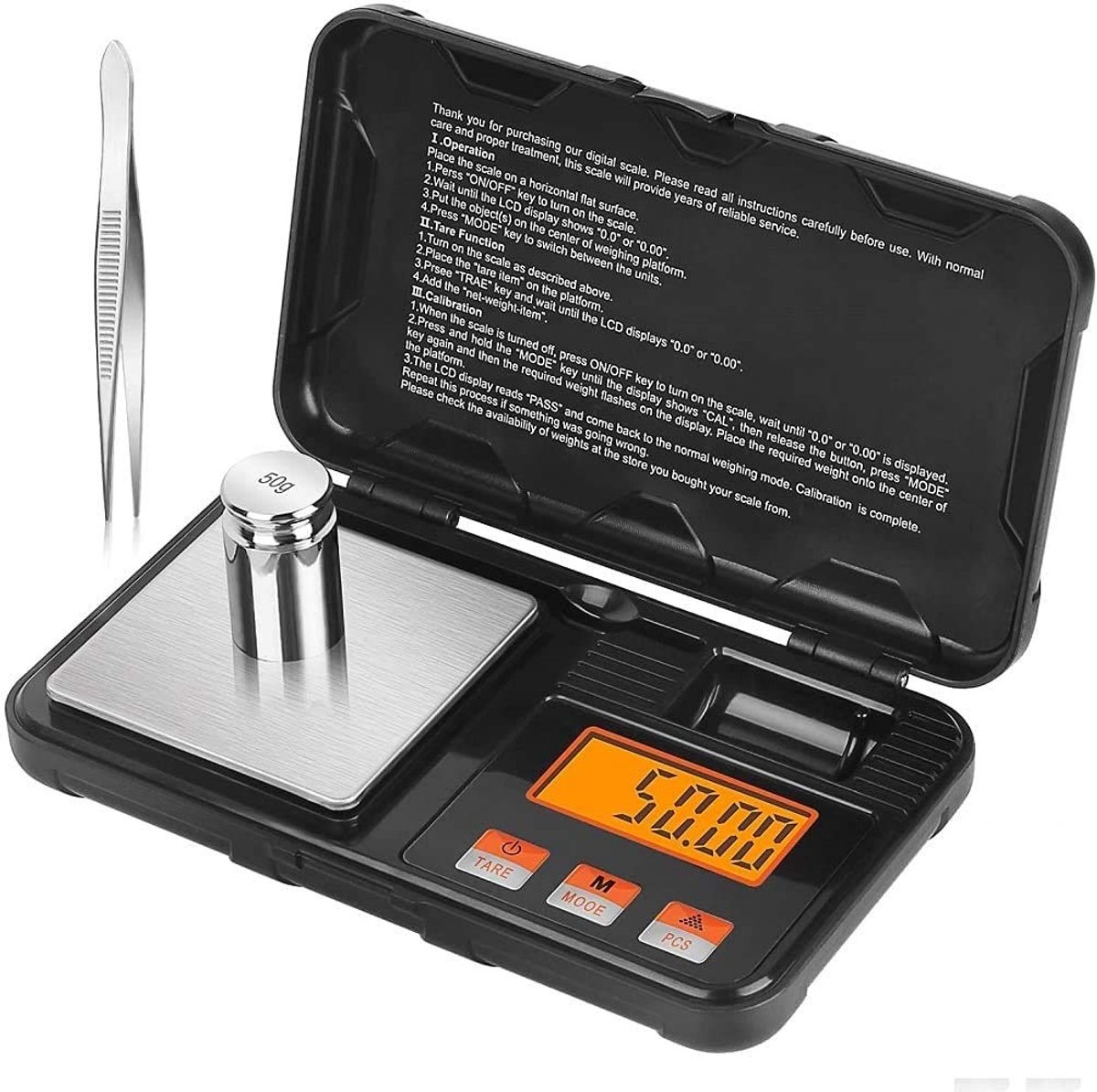Digitale Pocket Weegschaal 200g met Hoge Precisie en Kalibratie Gewichten
