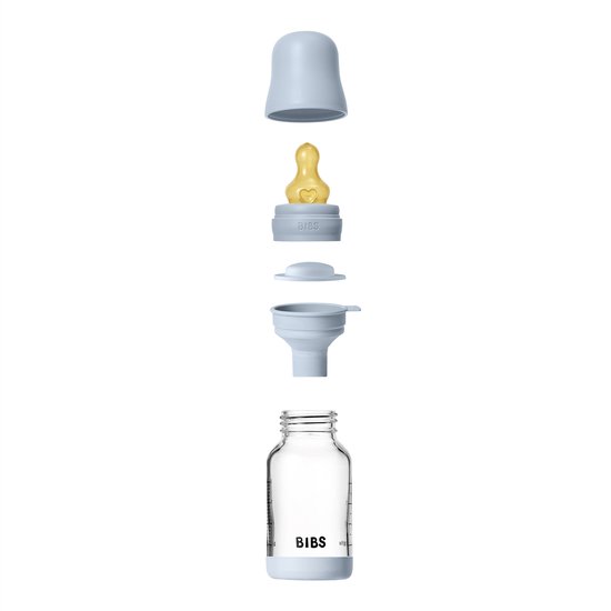 BIBS Fles - Slow Flow - 120 ml - Glas/Latex - Baby Blue van Merkloos — afbeelding 3