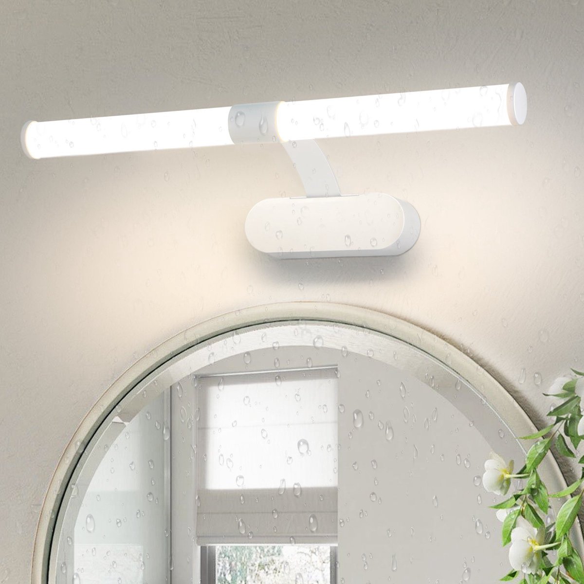 NETTLIFE LED Spiegellamp - badkamerlamp - wit - 40CM - Modern - 6W Badkamerlamp - IP44 Wandlamp - 4000K neutraal wit - voor kelder | keuken | badkamermeubel