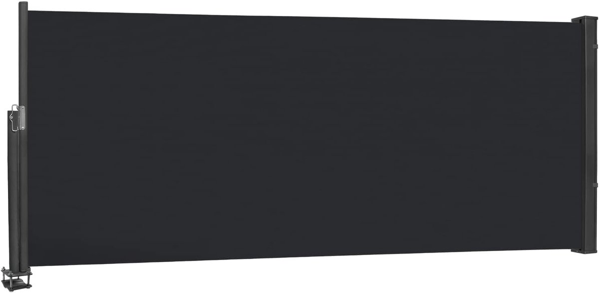 NAIZY zijluifel 100x300 cm balkon privacy scherm Uitschuifbaar zijrolgordijn 100% polyester aluminium standaard Privacy scherm UV bescherming Ondoorzichtige luifel met handgreep voor balkon en terras, antraciet