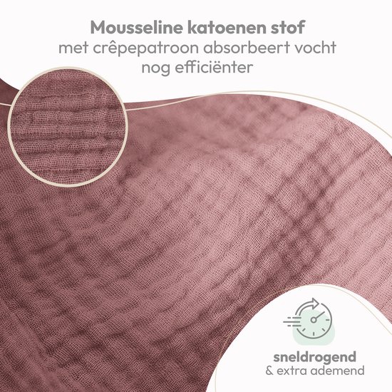 Laleni Hydrofiele Doeken - 100% Katoen - Mousseline - 70x70cm - Oud roze - Set van 10 van Merkloos — afbeelding 3