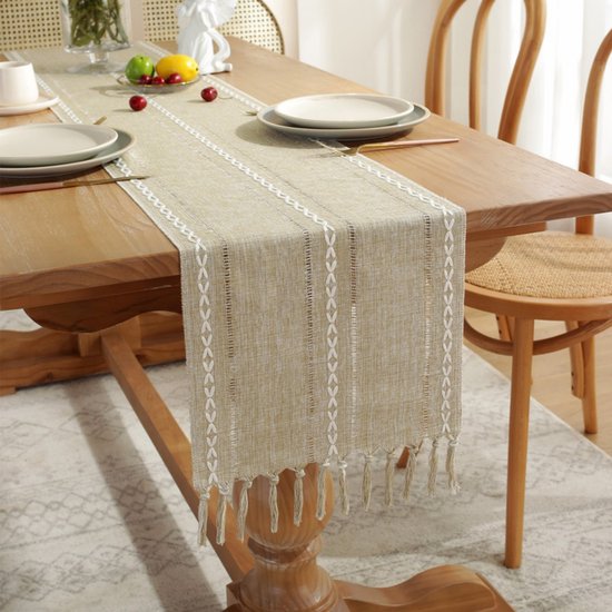 Kerst Tafellopers - Kerstmis tafelloper tafelkleed decoratie katoen linnen klassieke tafellinnen mat voor eetkamer party vakantie decoratie (2,16 * 72in/41 * 183cm