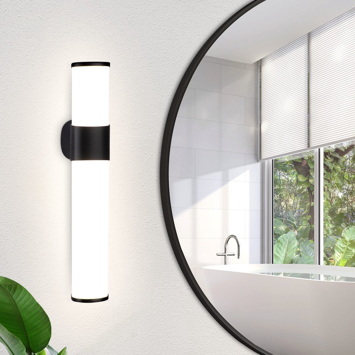 NETTLIFE LED Spiegellamp - badkamerlamp - 6W - zwart - badkamerlicht - 35cm wandlamp - IP44 - modern - neutraal wit 4000K - Spiegelverlichting - voor kelder | keuken | badkamermeubel