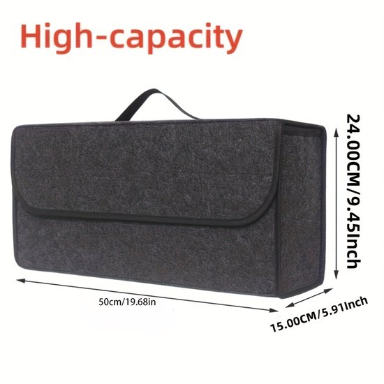 Luxe Opvouwbare Kofferbak Organizer – Autotas – Anti-Slip – Grijs – 50 x 15 x 24 cm