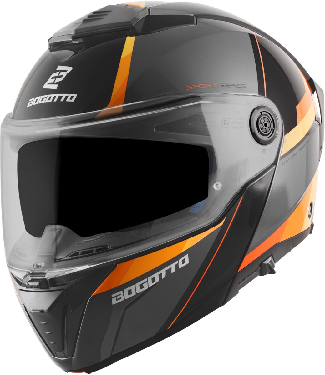 Bogotto FF404 Ezion Zwart Oranje Systeemhelm - Maat L - Helm