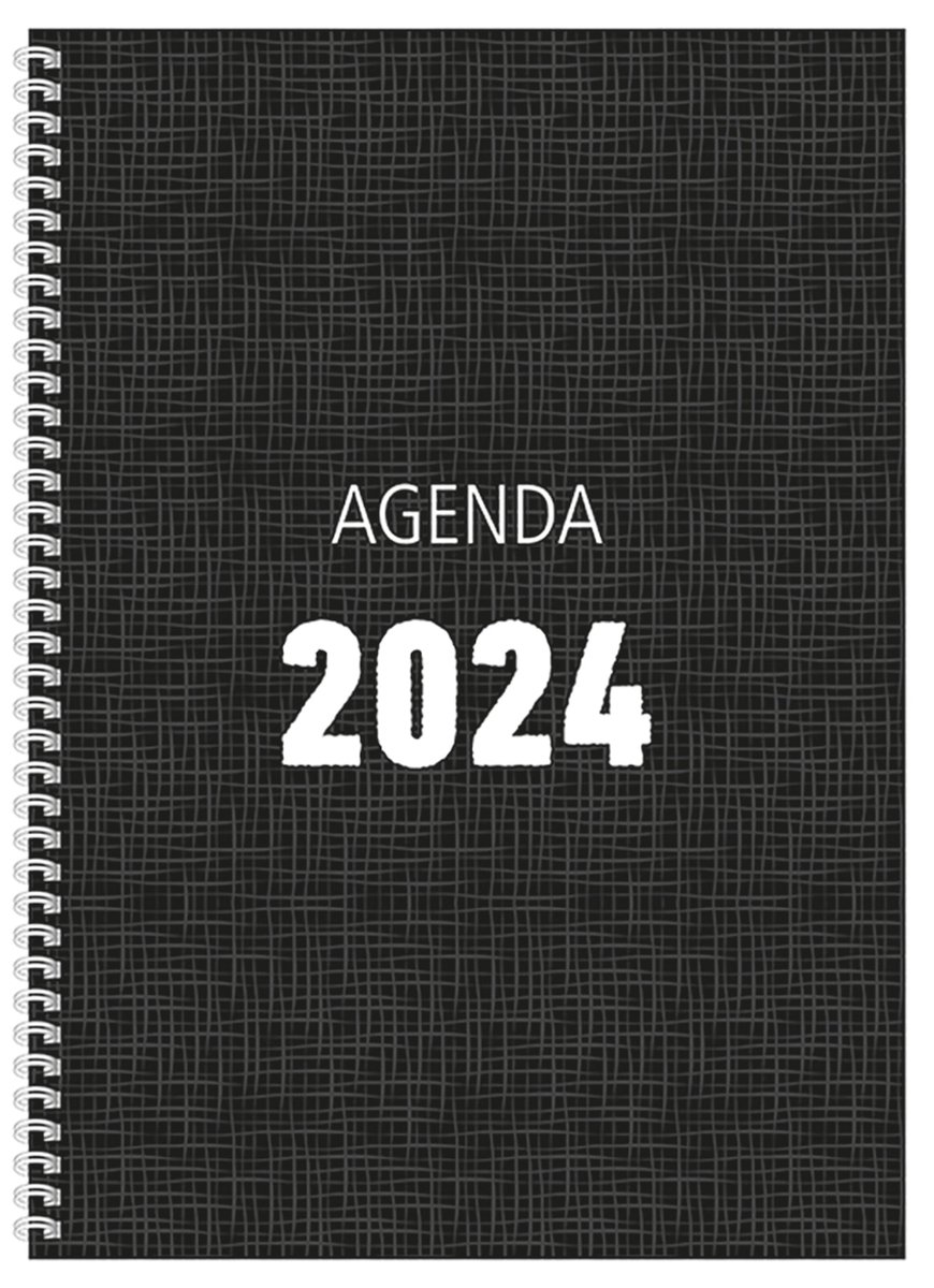 MGPcards - Bureau-agenda 2024 - A4 - Ringband - Spiraal - 7d/2p - Zwart - FSC