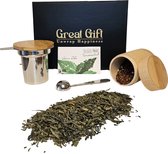 GreatGift® - Theepakket Groene Thee - Biologisch - in luxe verpakking - Cadeaupakket Met Thee - Met persoonlijke boodschap uit Sri Lanka - Uniek cadeau