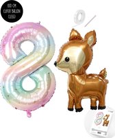 Snoes - Set de ballons Bambi Basis Ballon numéroté XXL Dégradé 8 - Cerf doux + Ballon numéroté 8 ans - Convient à l'hélium