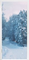 Deursticker Bos - Sneeuw - Winter - 80x215 cm - Deurposter