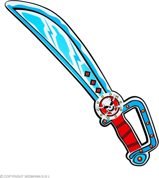 Widmann - Piraat & Viking Kostuum - Kleine Gevaarlijke Zee Piraat Zwaard - Blauw, Rood - Carnavalskleding - Verkleedkleding