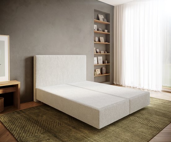 Boxspringframe Dream-Well Bouclé Crème-Wit 160x200 cm Bedframe