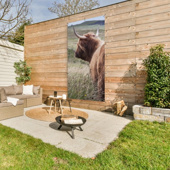 Affiche de clôture Scottish Highlander - Nature - Mer - 100x200 cm - Toile de jardin