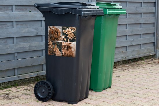 Container sticker Schotse hooglander - Collage - Herfst - 40x40 cm - Kliko sticker