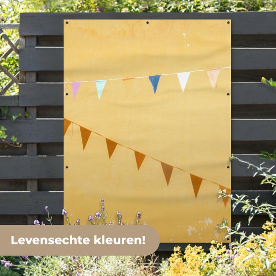 Décoration murale extérieure Drapeaux - Fête - Jaune - Coloré - 120x160 cm - Toile de jardin - Affiche extérieure