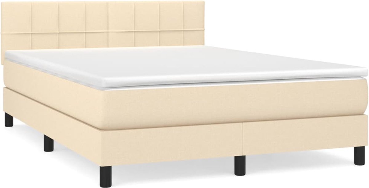 vidaXL - Boxspring - met - matras - stof - crèmekleurig - 140x200 - cm