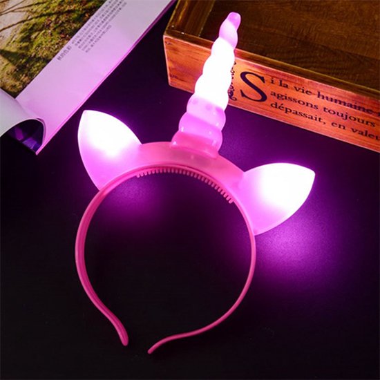Unicorn LED haarband - Diadeem - Eenhoorn - Dames - Meisjes - Haaraccessoires - Met verlichting - 3 Standen - roze - Merkloos