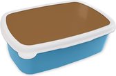 Broodtrommel Blauw - Lunchbox - Brooddoos - Bruin - Aardetint - Effen kleur - 18x12x6 cm - Kinderen - Jongen