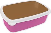 Broodtrommel Roze - Lunchbox Bruin - Aardetint - Effen kleur - Brooddoos 18x12x6 cm - Brood lunch box - Broodtrommels voor kinderen en volwassenen