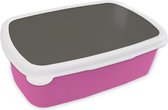 Broodtrommel Roze - Lunchbox Grijs - Kleuren - Effen - Brooddoos 18x12x6 cm - Brood lunch box - Broodtrommels voor kinderen en volwassenen