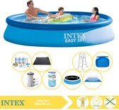 Intex Easy Set Zwembad - Opblaaszwembad - 366x76 cm - Inclusief Solarzeil Pro, Onderhoudspakket, Zwembadpomp, Filter, Grondzeil, Solar Mat, Trap en Voetenbad