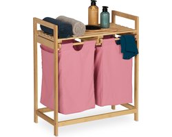 dubbele wasmand op poten - 2 waszakken - 30 liter - badkamer - slaapkamer