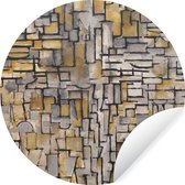 WallCircle - Stickers muraux - Cercle Papier Peint - Mondrian - Art - Maîtres Anciens - 100x100 cm - Cercle Mural - Auto Adhésif - Sticker Papier Peint Rond XXL